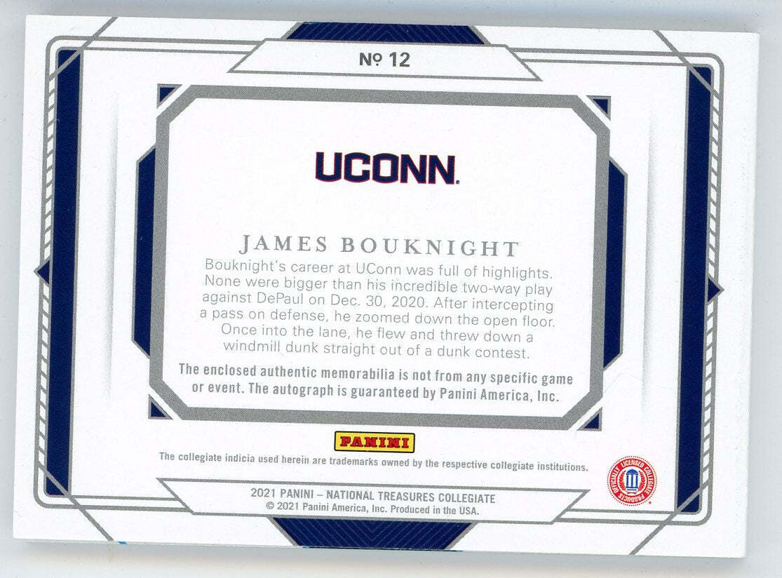 James Bouknight Autographed 2021 Panini National Treasures Collegiate Rookie Pat