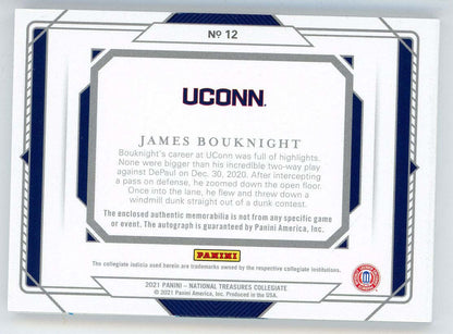 James Bouknight Autographed 2021 Panini National Treasures Collegiate Rookie Pat