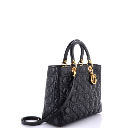 Christian Dior Vintage Lady Dior Bag Cannage Quilt Lambskin Large