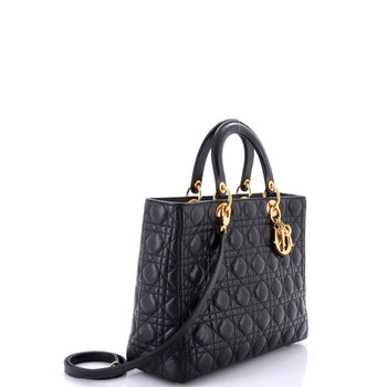 Christian Dior Vintage Lady Dior Bag Cannage Quilt Lambskin Large