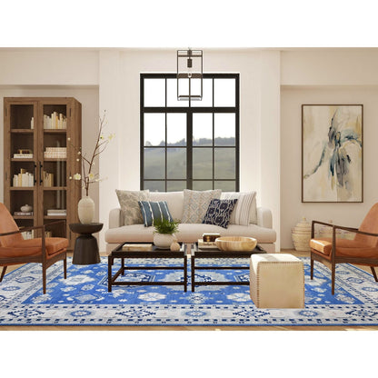 9'X11'5" Berry Blue Vintage Look Kazak Hand Knotted Wool Oriental Rug