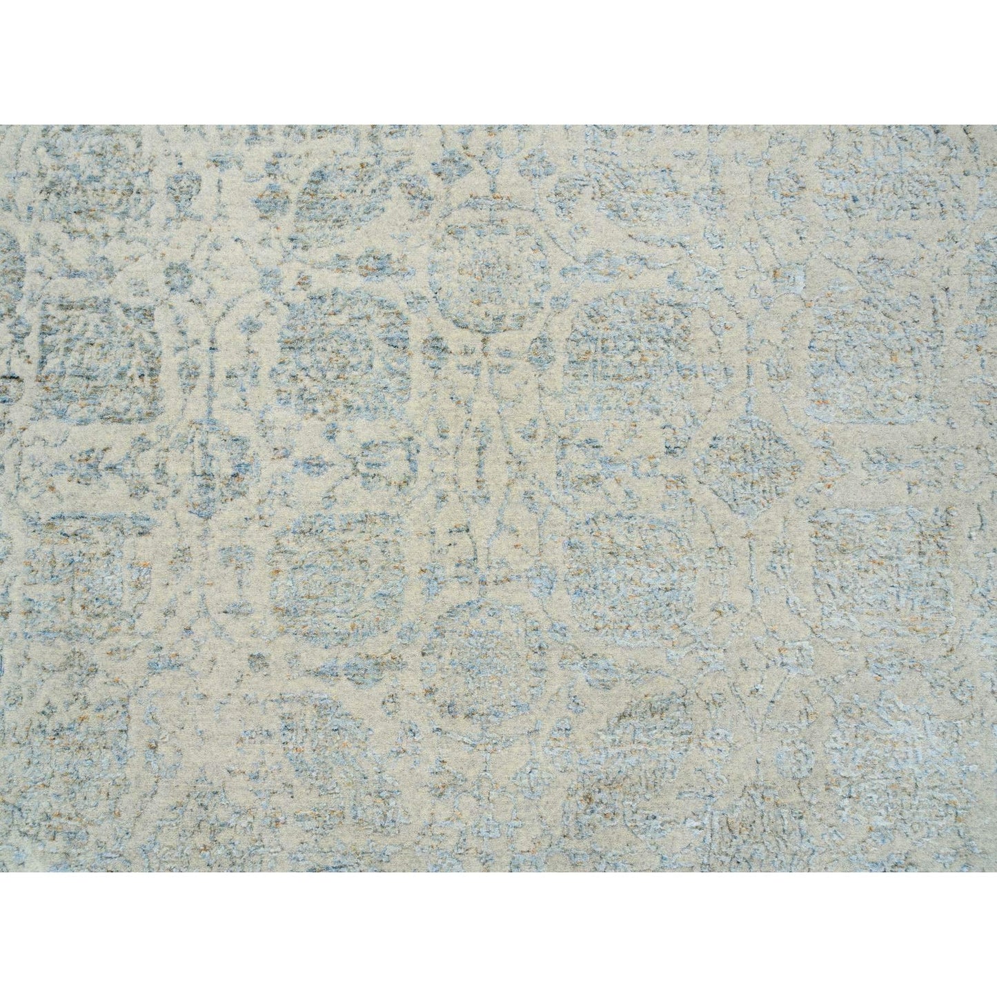 8'1"X10' Gray Jacquard Hand Loomed Wool And Silk Tebraz Design Rug