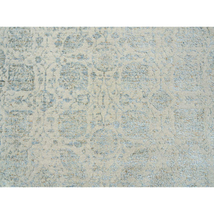8'1"X10' Gray Jacquard Hand Loomed Wool And Silk Tebraz Design Rug
