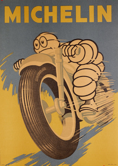 Michelin Bibendum Original Italian Poster 1959  Motorcycle Advertising 19X27In