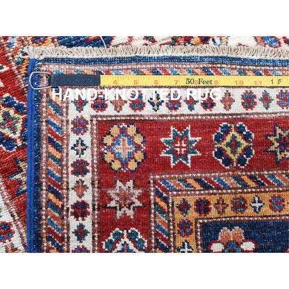 2'6"X11' Hand Knotted Navy Blue Afghan Super Kazak Soft Wool Runner Rug