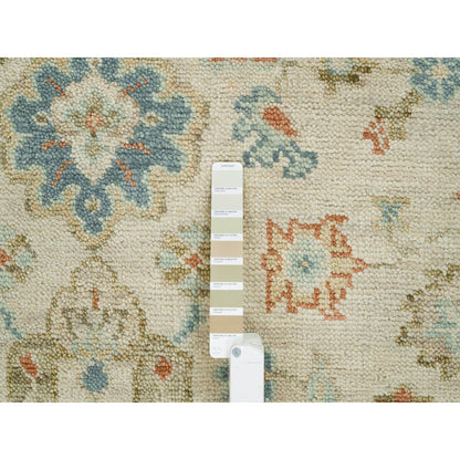 8'1"X10' Light Cream Oushak Design Pure Wool Hand Knotted Oriental Rug
