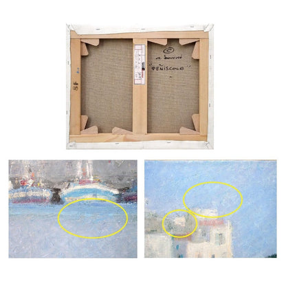 Andr Bourri Original Oil Painting "Port Of Pescola" Signed French Artist