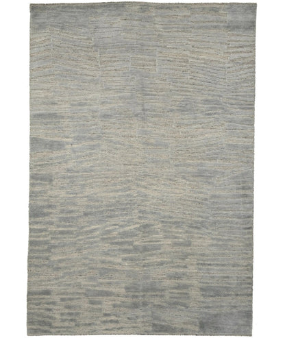 Bas-Relief Modern Gray Wool Hand-Knotted 6X9 Ft