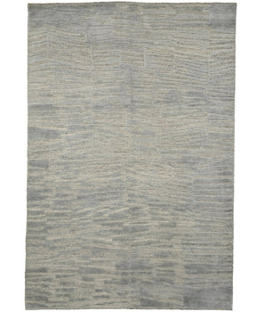 Bas-Relief Modern Gray Wool Hand-Knotted 6X9 Ft