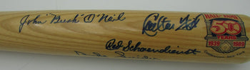 14 Baseball Hall Of Fame Players Signed Adirondak 50Th Hof Baseball Bat 143869