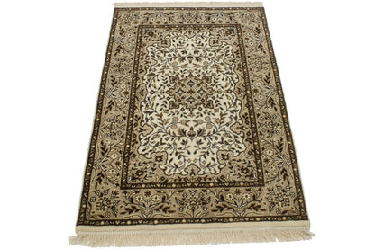 3X4 Handmade Small Classic Kirman Floral Rug Wool Oriental Area Decor Carpet