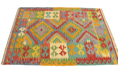 Multicolor Kilim Rug Geometric Design Office