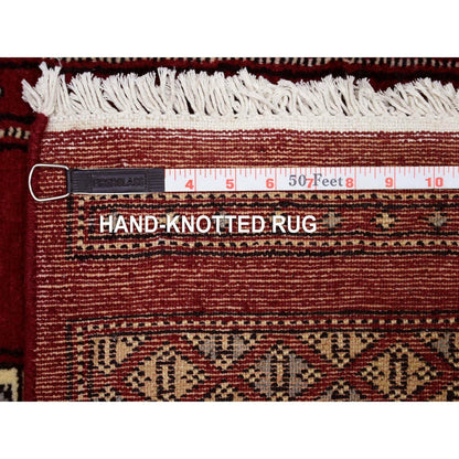 2'6"X9'1" Mori Bokara Deep And Rich Red Soft Wool Hand Knotted Runner Rug