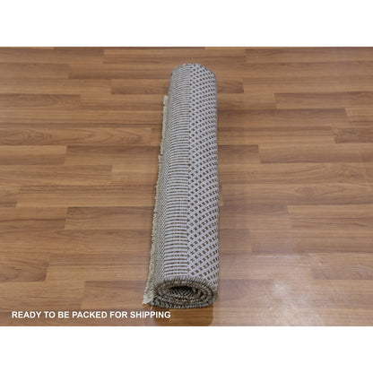 2'2"X3'3" Chrome Gray Dyed 100% Wool Grass Design Hand Knotted Mat Rug