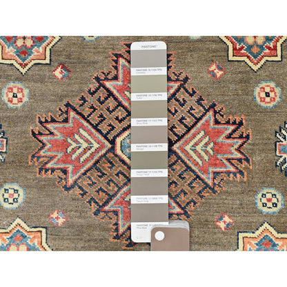 Rug 9'x9' Taupe Brown Special Kazak Pure Wool Hand Knotted Round Oriental