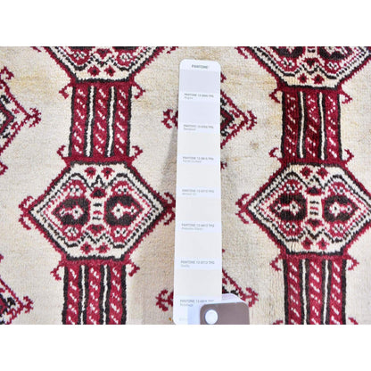 4'6"X7' New Turkoman Bokara Repetitive Design Pure Wool Hand Knotted Rug
