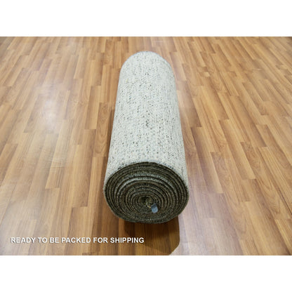 2'5"X26'3" Wales Gray Modern Tone On Tone Grass Design Wool Xl Runner Rug