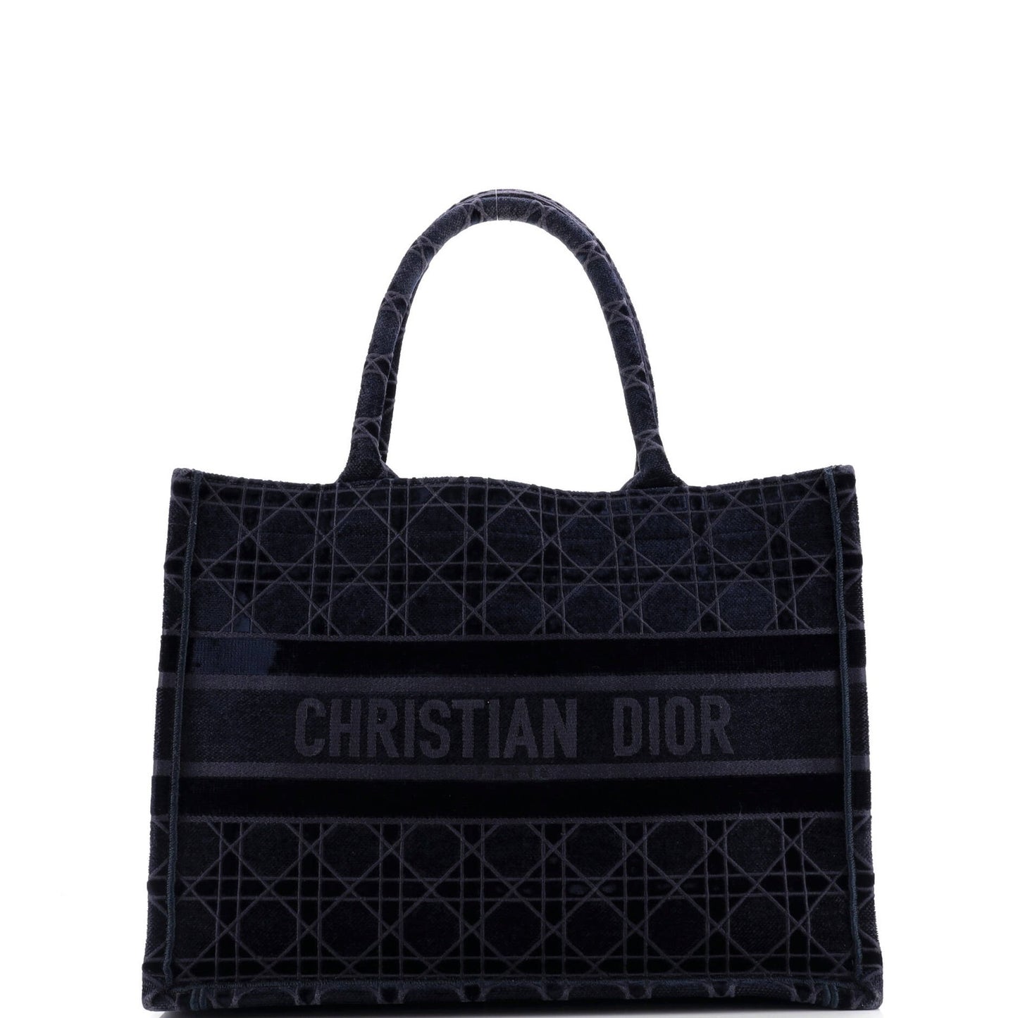 Christian Dior Book Tote Cannage Embroidered Velvet Medium