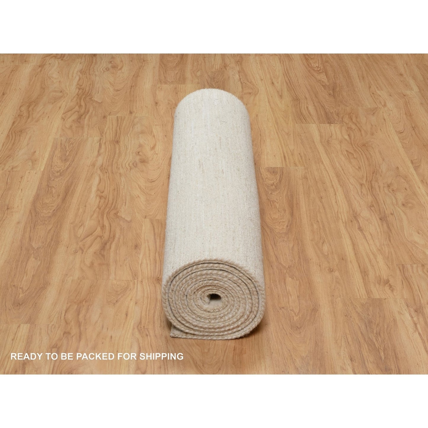 4'X12'1" White Hand Knotted Lori Buft Gabbeh Wool Wide Runner Rug