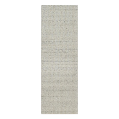 2'8"X8' Ivory Natural Wool Vertical Stripes Design Hand Loomed Runner Rug