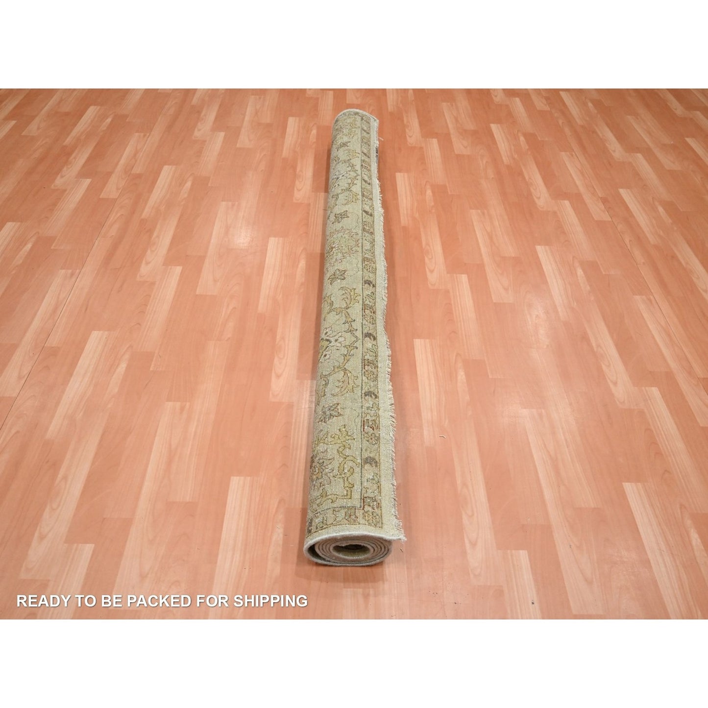 6'5"X8'2" Ivory Agra Ziegler Design Leaf Pattern Hand Knotted Wool Rug