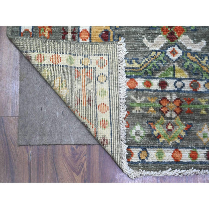 4'2"X10'3" Brewster Gray Angora Oushak 100% Wool Oriental Wide Runner Rug