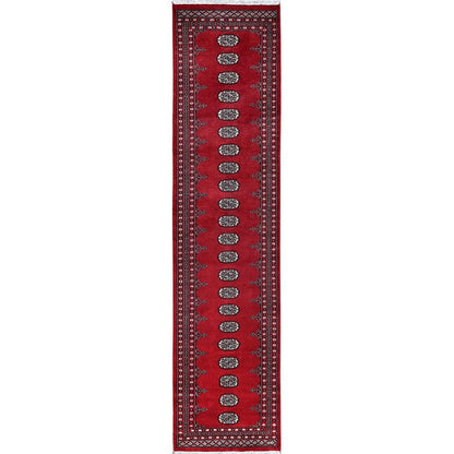 2'7"X11'10" Scarlet Red Princess Bokara Soft Wool Hand Knotted Runner Rug