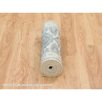 2'5"X8'1" Ivory Reimagined Viss Design Wool Hand Knotted Runner Rug