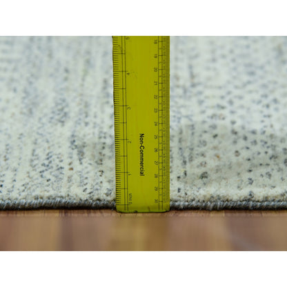 6'X9' Polar Bear White Modern Grass Design Hand Knotted Wool Oriental Rug