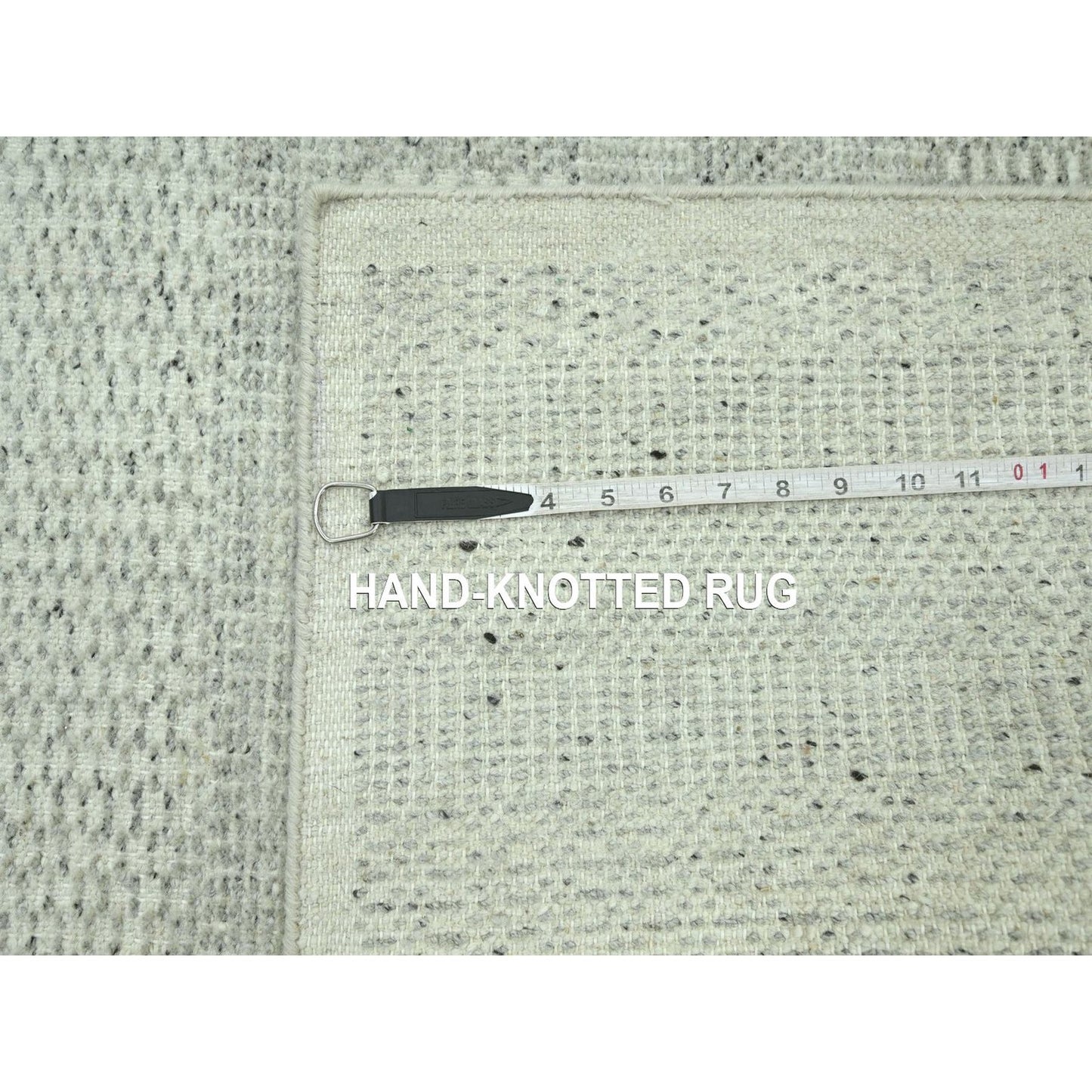 2'7"X8'1" Gray 100% Wool Rug Hand Knotted Oxidized Grass Design Runner