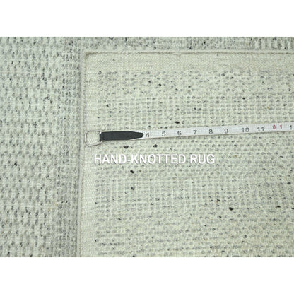 2'7"X8'1" Gray 100% Wool Rug Hand Knotted Oxidized Grass Design Runner
