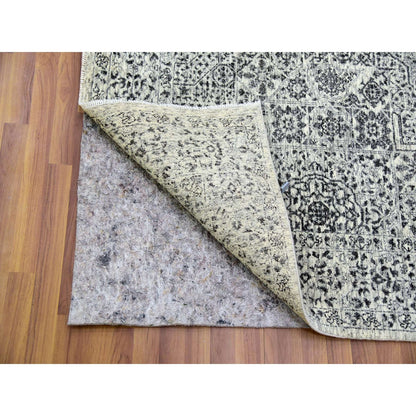 6'1"X9'3" White Hand Knotted Mamluk Dynasty Design Undyed 100% Wool Rug