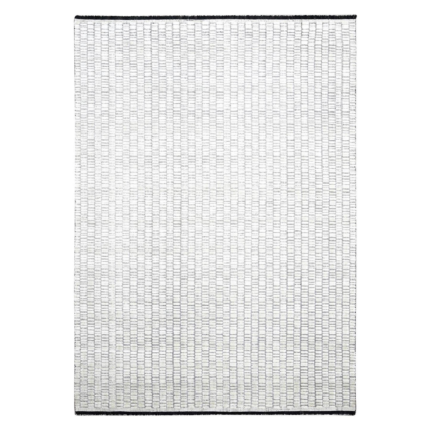 9'X12'2" Ivory Modern Design Wool And Silk Hand Loomed Oriental Rug