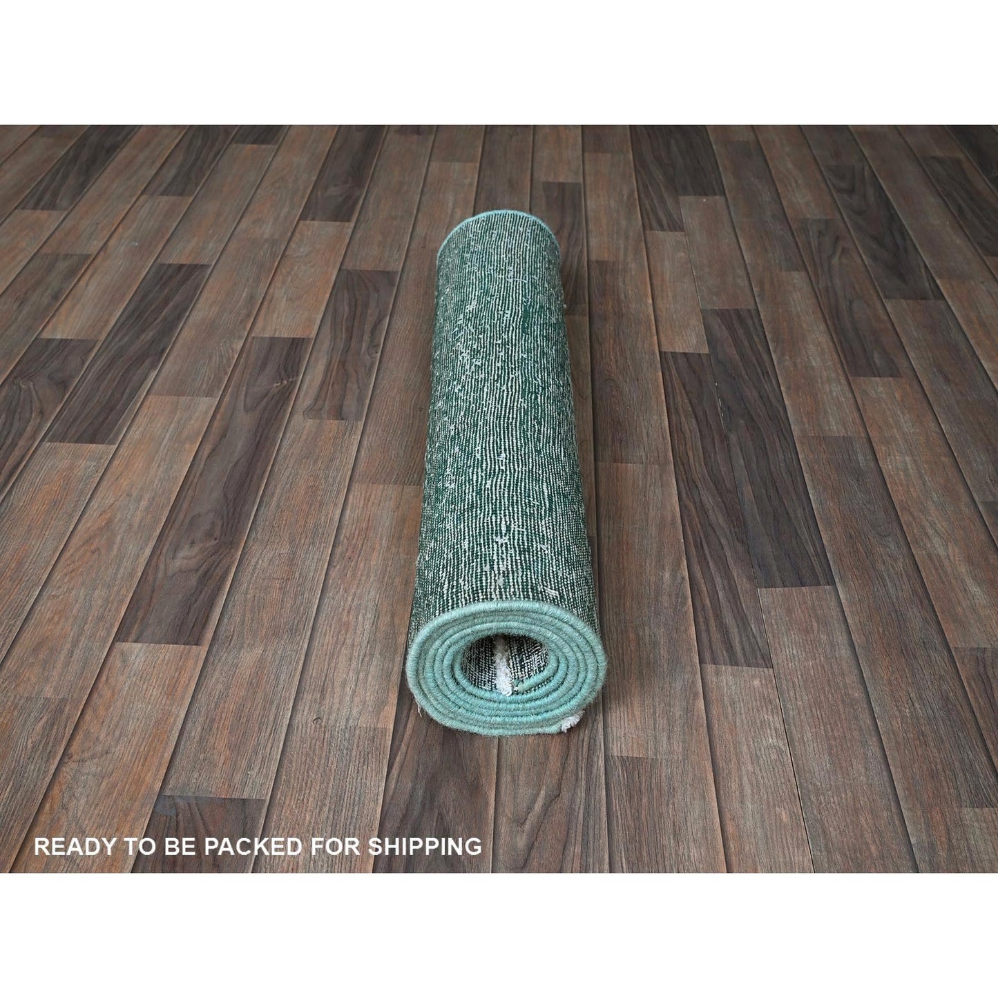 2'7"X7'9" Green Overdyed Vintage Zoroastrian Hand Knotted Wool Runner Rug