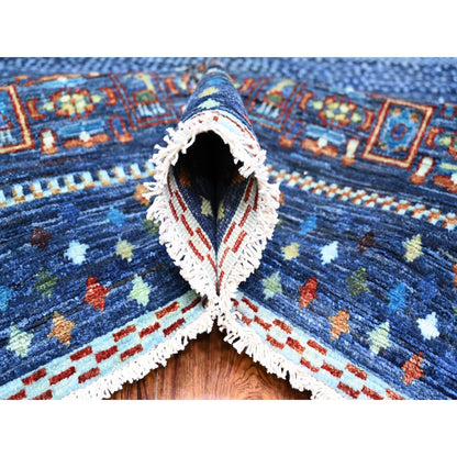 9'X12' Blue Fine Kashkuli Gabbeh Soft Wool Hand Natural Dyes Knotted Rug