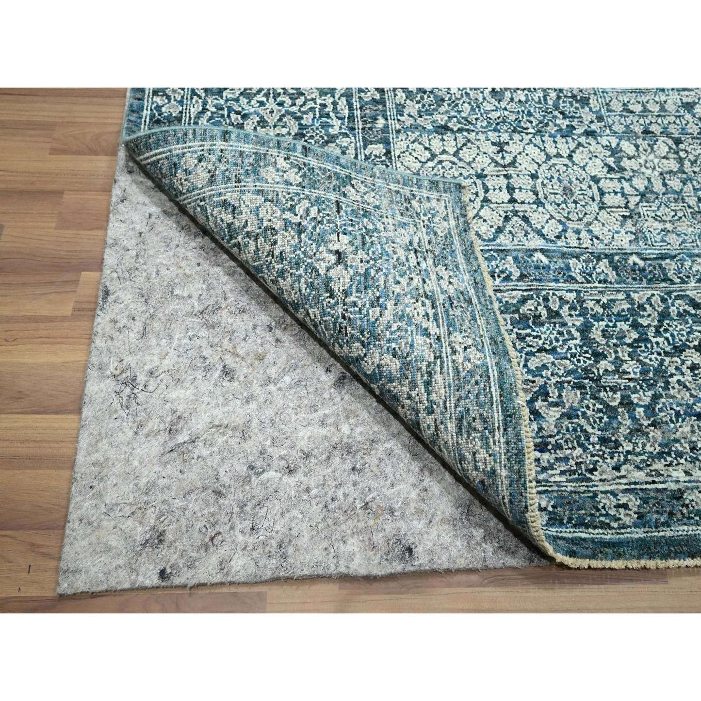 8'X10'1" Turkish Blue Pre Historic Mamluk Design Hand Knotted Wool Rug