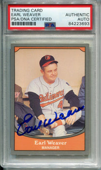 Earl Weaver Autographed 1990 Pacific Card #108 (Psa)