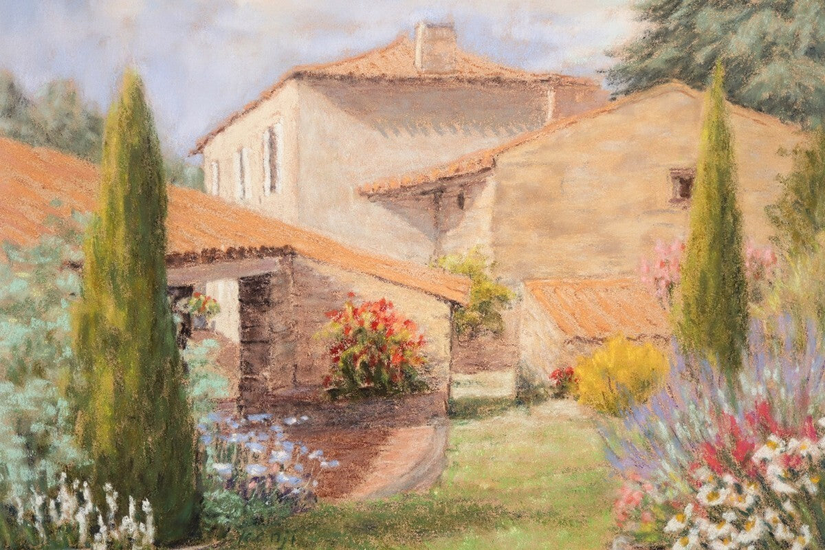 Nicole Clement Jardin ensoleille Original Pastel French Impressionist Garden