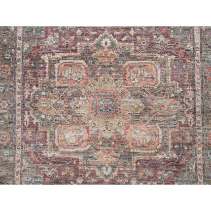 7'10"X10' Rosewood Red Hand Knotted Heris Revival Soft Wool Oriental Rug