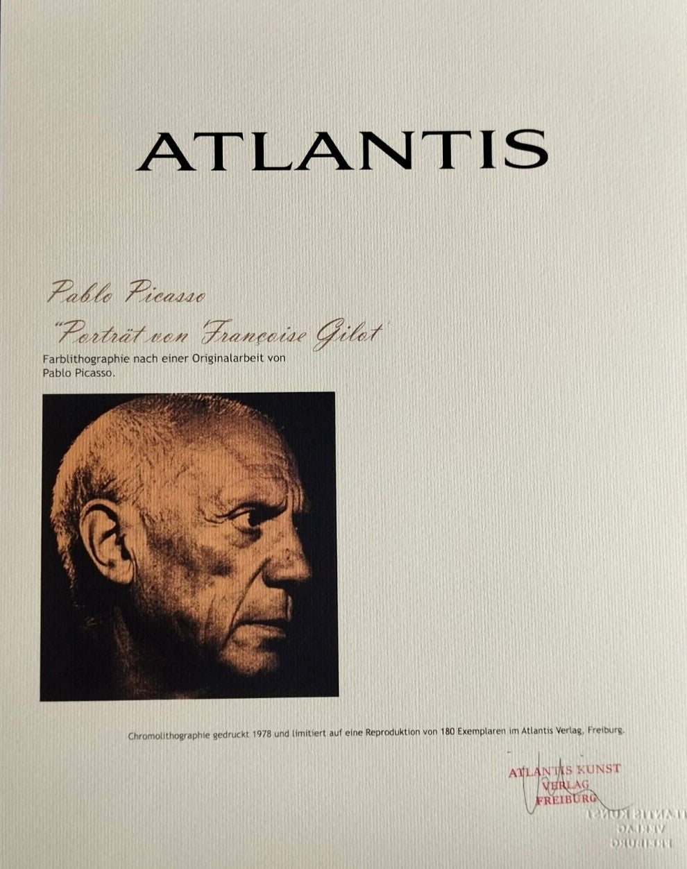 Pablo Picasso Lithograph Coa Signed In Pen Numbered In Pencil 180Ex