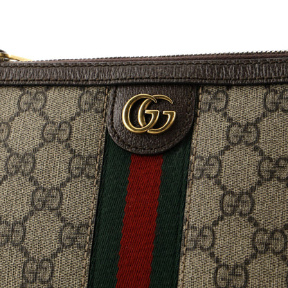 Gucci Ophidia Zip Messenger Bag Gg Coated Canvas With Leather Small