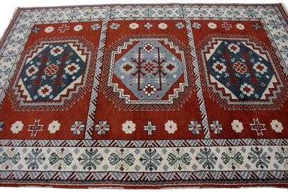 Handmade Kazak Oriental Rug Vintage Style