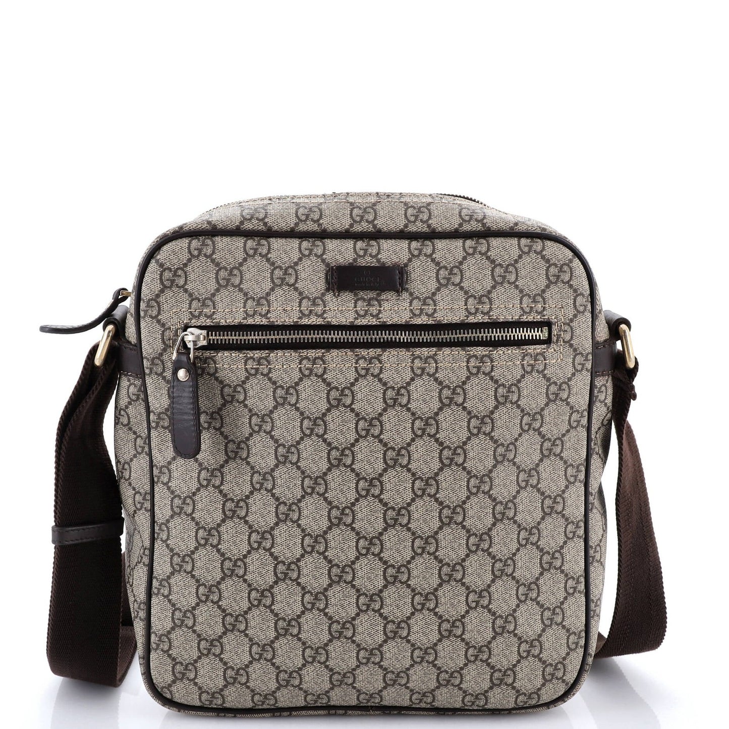 Gucci Front Zip Messenger Gg Coated Canvas Medium