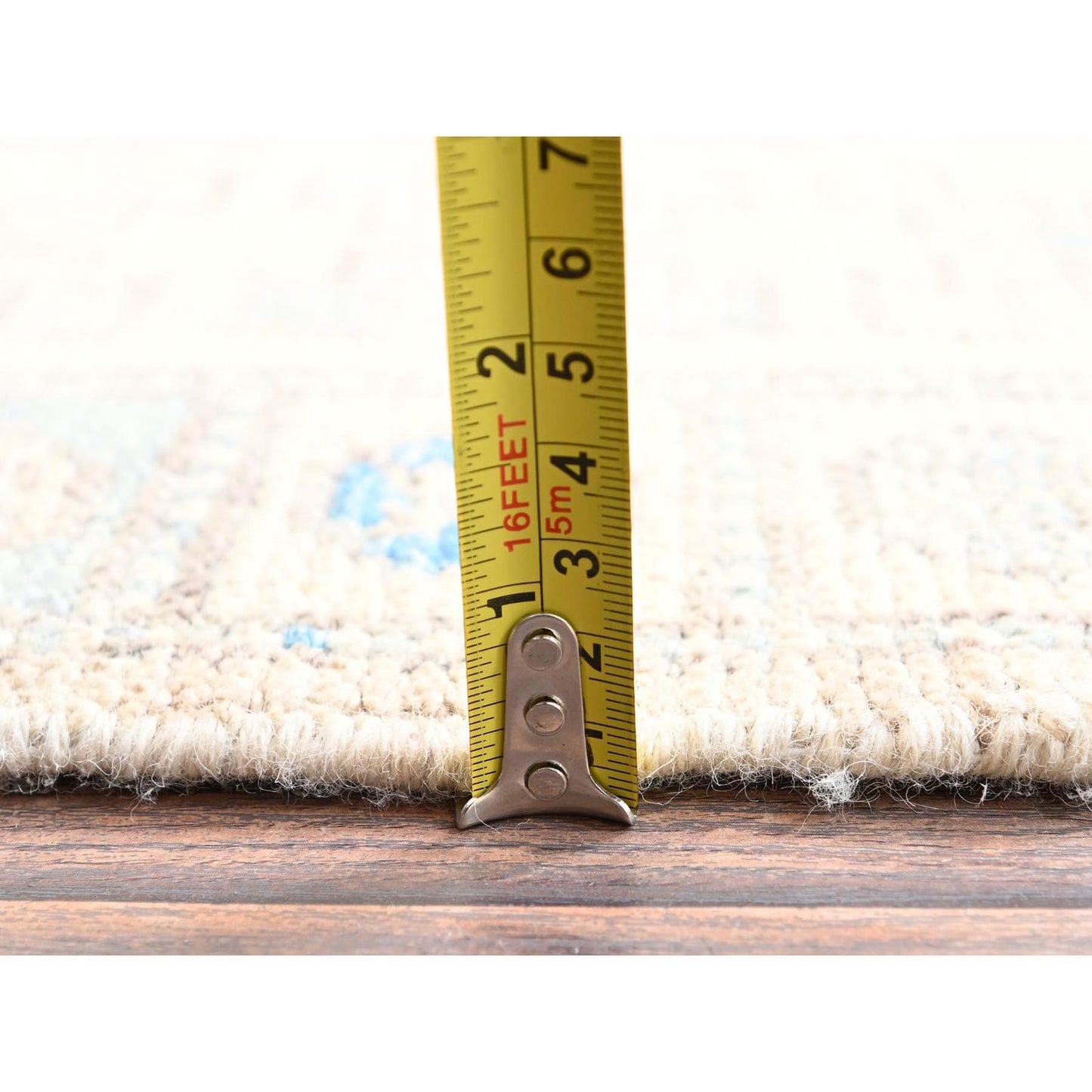 4'10"X6'10" Beige Anatolian Village Design Zero Pile Hand Knotted Wool Rug