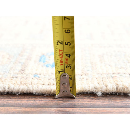 4'10"X6'10" Beige Anatolian Village Design Zero Pile Hand Knotted Wool Rug