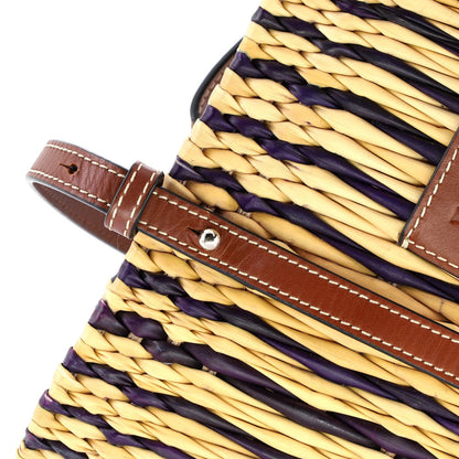 Loewe Paula'S Ibiza Square Basket Tote Woven Reed With Leather Small