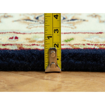 5'X7' Hague Blue Nain Hand Knotted Flower Design Wool Oriental Rug