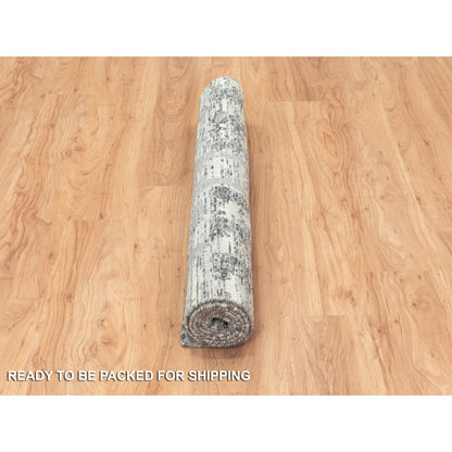 4'X6'1" Light Gray Modern Design Natural Wool Hand Knotted Rug