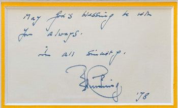 Peter Cushing Autographed Framed 3X5 Index Card (Jsa)