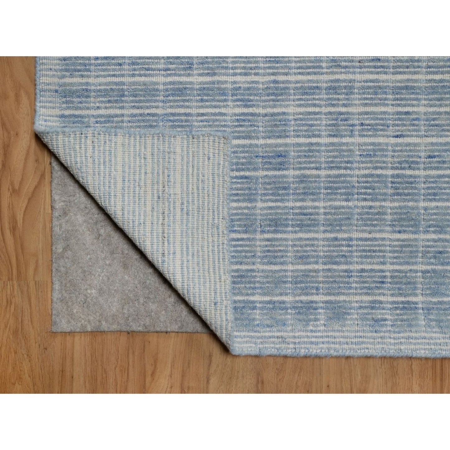10'X14' Yonder Blue Modern Plain Decor Box Design Loomed Knotted Wool Rug
